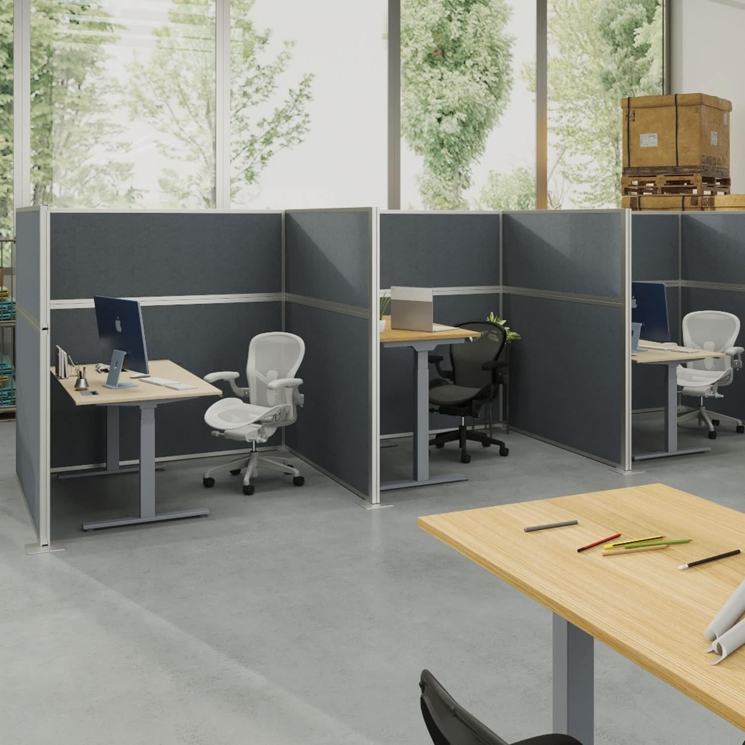 Versare Hush Panel Cubicle Kit | Workstation Partition Walls | Sound Dampening Cubicle Walls | Partitions for Desks