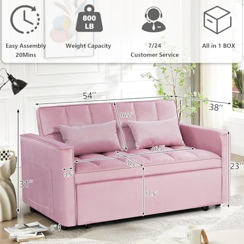 3 in 1 Convertible Sleeper Sofa Bed,Futon Loveseat Couch with Pull-Out Bed & Adjustable Backrest