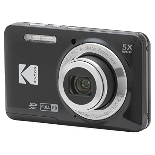 KODAK PIXPRO FZ55-BL 16MP Digital Camera 5X Optical Zoom 28mm Wide Angle 1080P Full HD Video Li-Ion Battery 2.7" LCD Vlogging Camera (Blue)