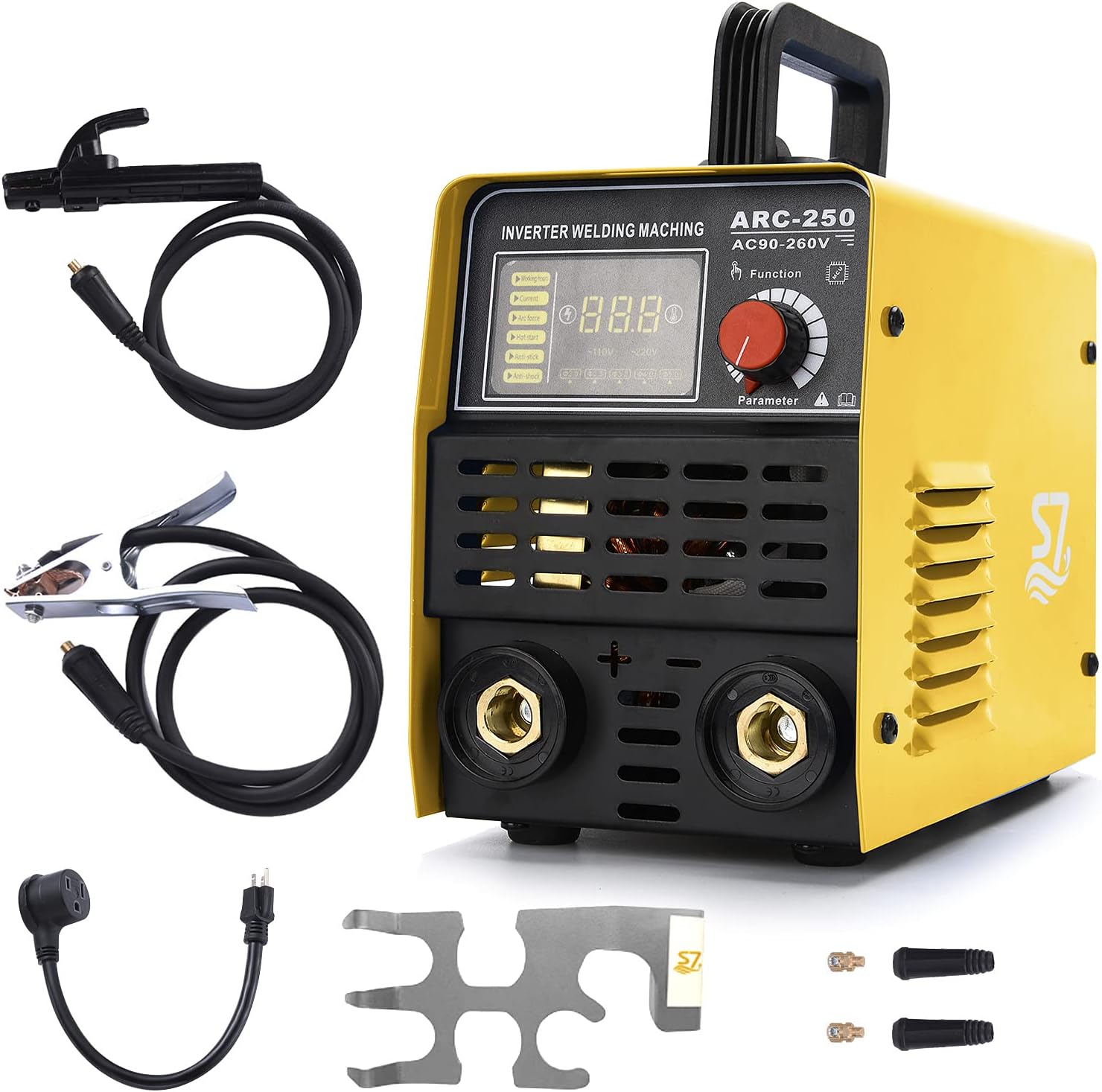 Welder，250A ARC Inverter 110V&220V Welder Machine IGBT Digital Display LCD Hot Start Welder with Electrode Holder,Work Clamp
