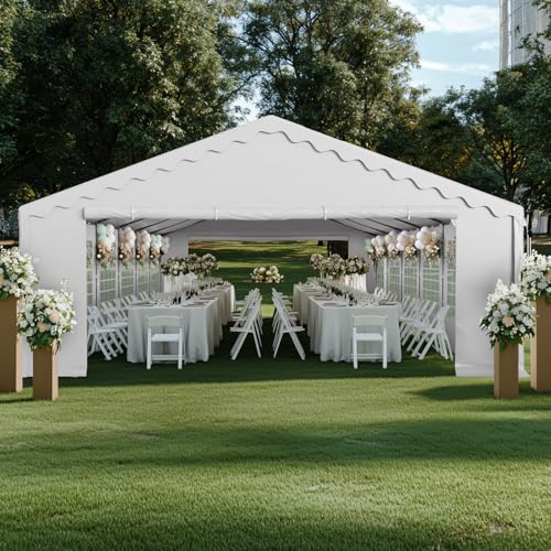 GREEN PARTY 20x40FT Party Tent Heavy Duty, Large Wedding Event Shelters with 7 Carry Bags & Removable Sidewalls