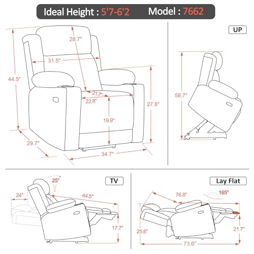 MCombo Large Dual Motor Power Lift Recliner Chair with Massage and Heat for Elderly People, Adjustable Headrest, Infinite Position, USB Ports