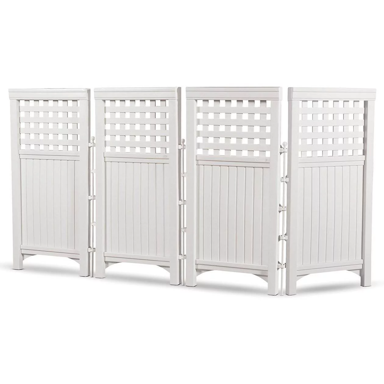 Suncast Outdoor Garden Yard 4 Panel Screen Enclosure Gated Fence, White (3 Pack) - Radiant Selections