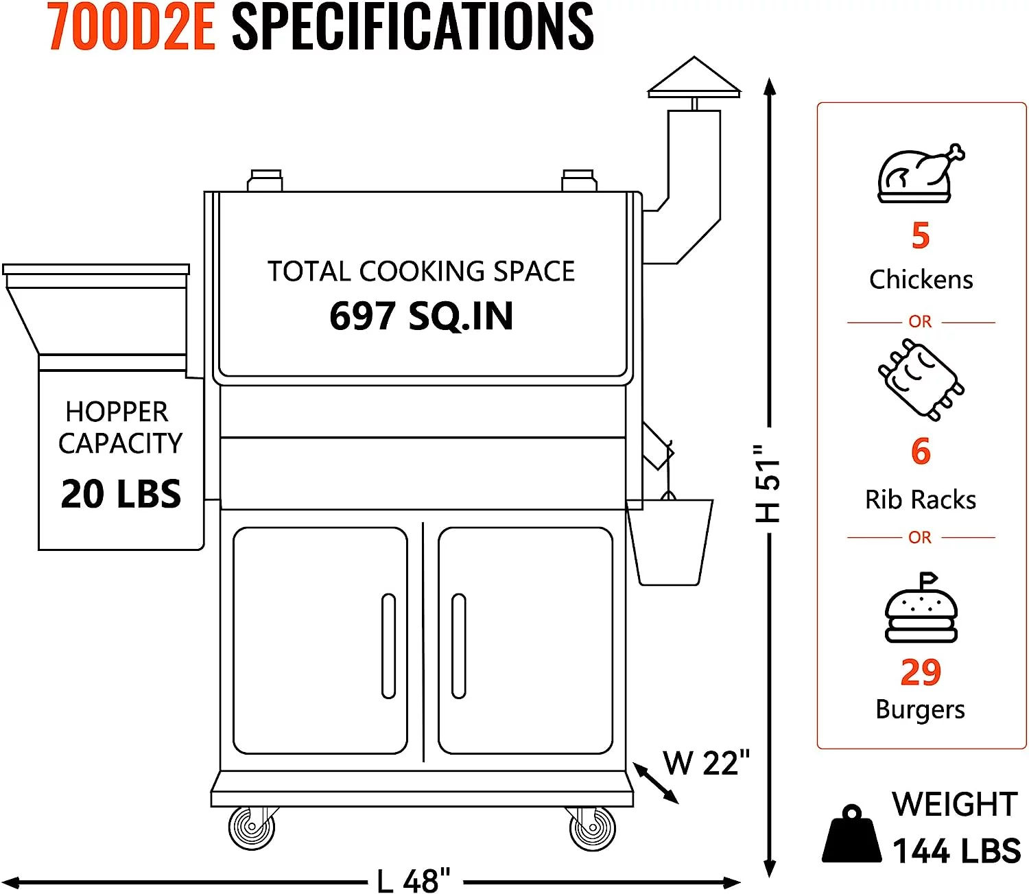 Z Grills ZPG-700D7 697 sq. in. Pellet Grill & Smoker Black