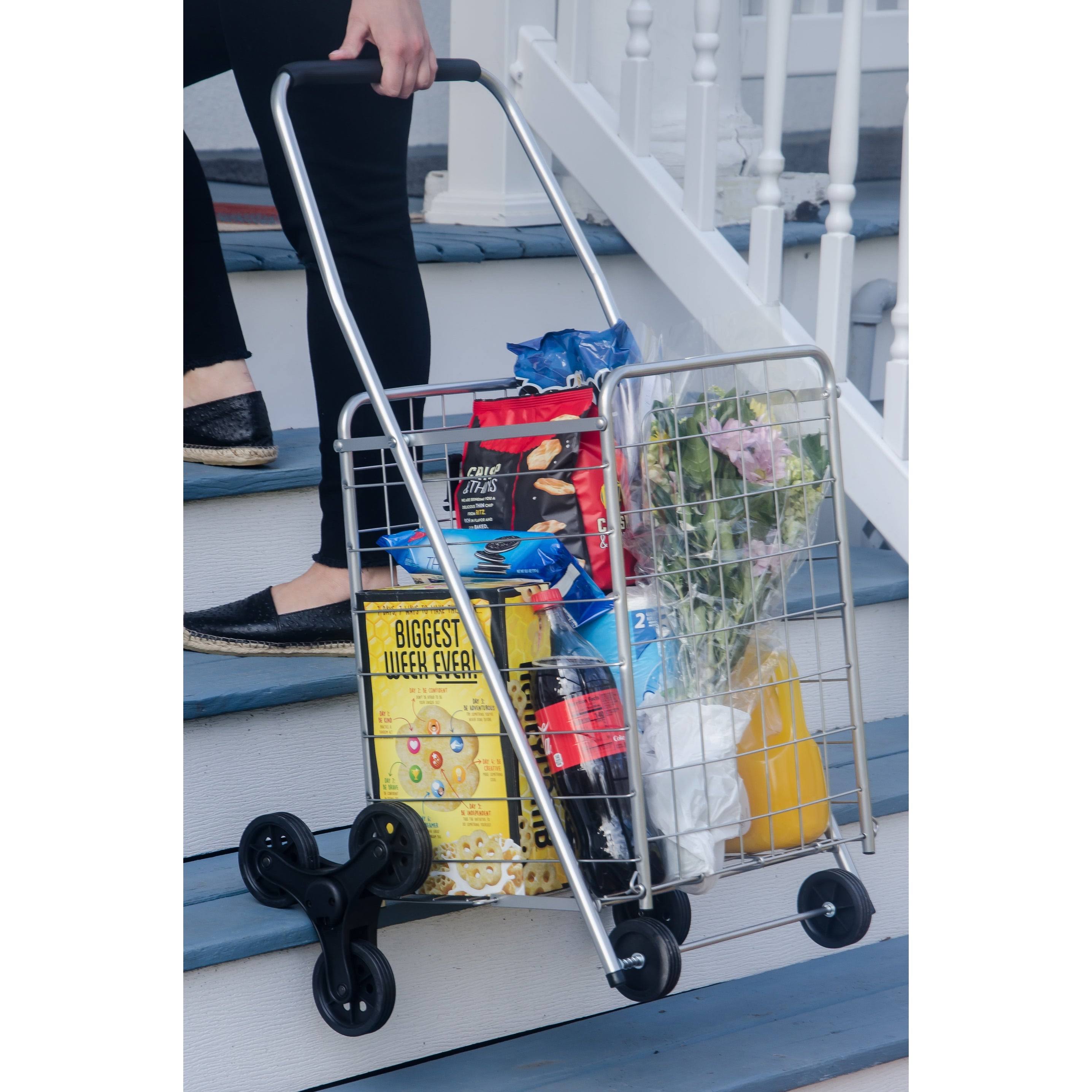 Helping Hand - 3-Wheel Stair-Climbing Folding Cart - Silver