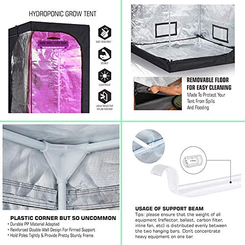 ConyLite Hdroponics Grow Tent Complete Kit, Indoor Mylar Grow Tent, New Tech APQ LED Grow Light Full-Spetrum