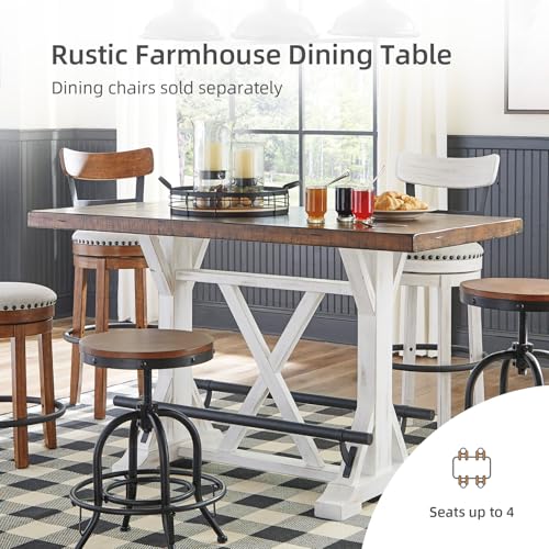 Signature Design by Ashley Valebeck Rustic Farmhouse 36" Counter Height Dining Table, Brown & White