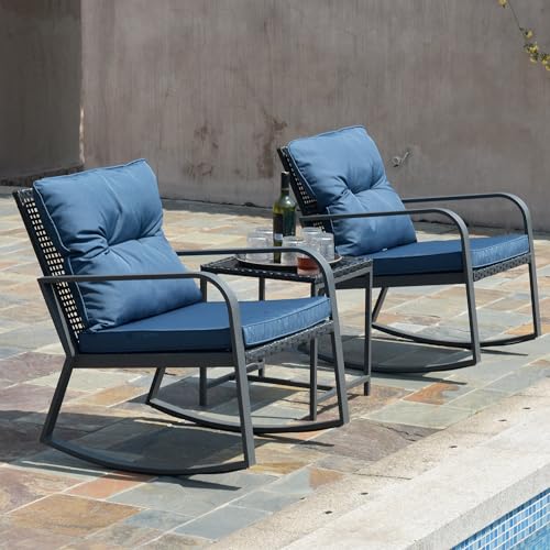 3 Piece Rocking Bistro Patio Set, Outdoor Rocking Chair