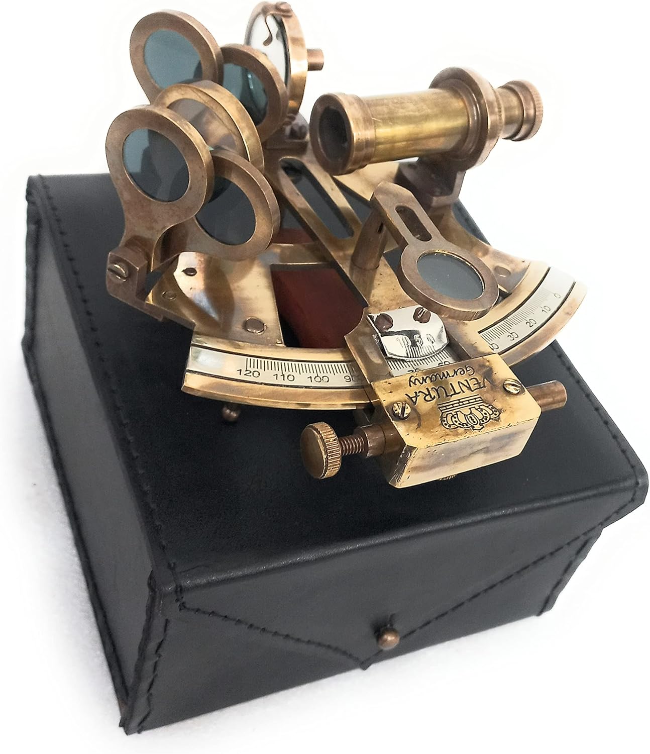 ALADEAN Marine Sextant | Vintage Navigation Instruments Antique Astrolabe | Ship Captain Nautical Brass Sextant Gift Box Pack of 2