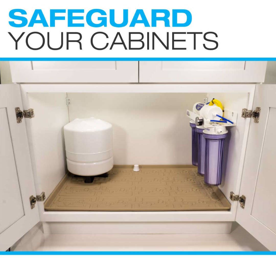 Xtreme Mats Under Sink Kitchen Cabinet Mat, 37 x 22 inch, Beige