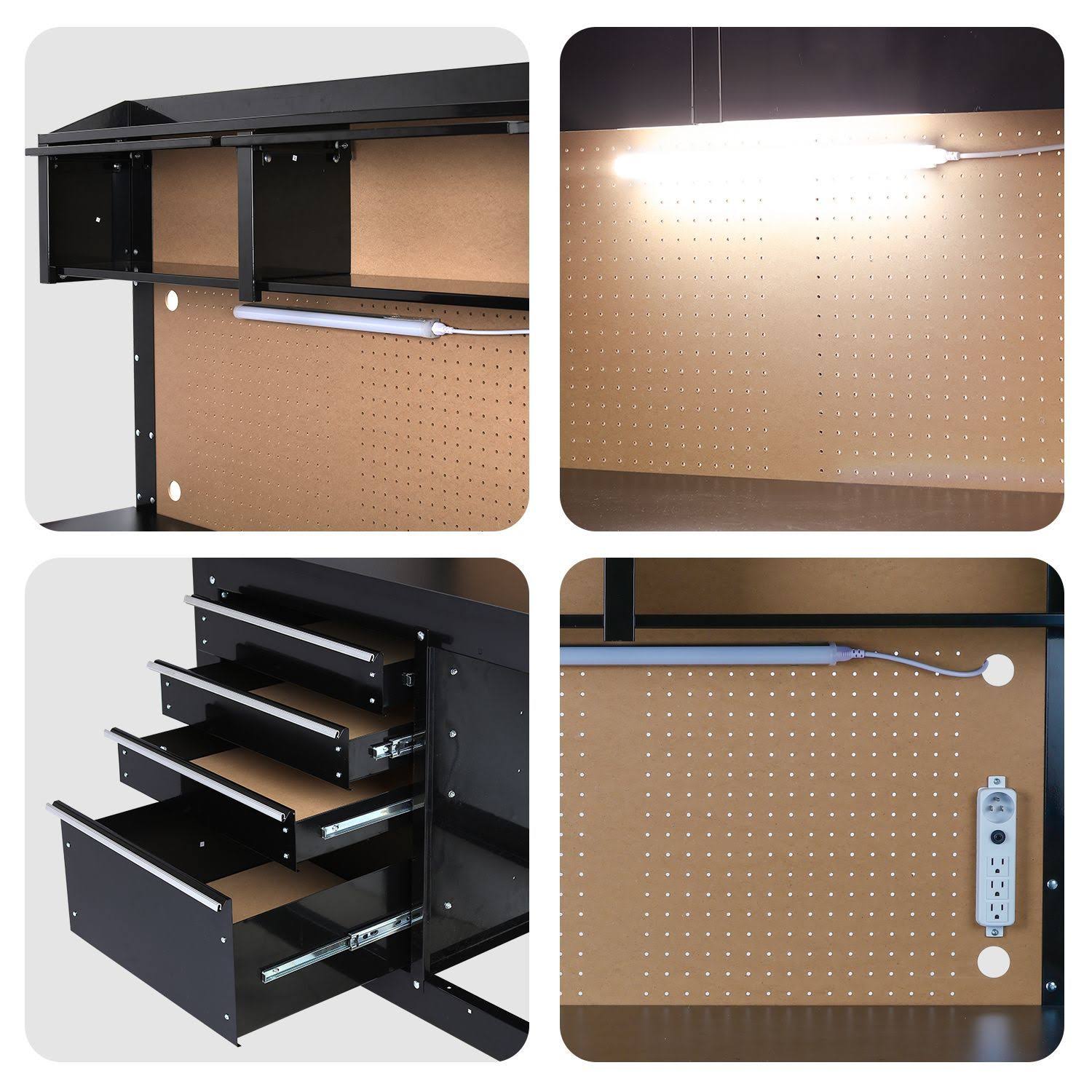 WorkPro 2-in-1 48in Workbench and Cabinet Combo with Work Light