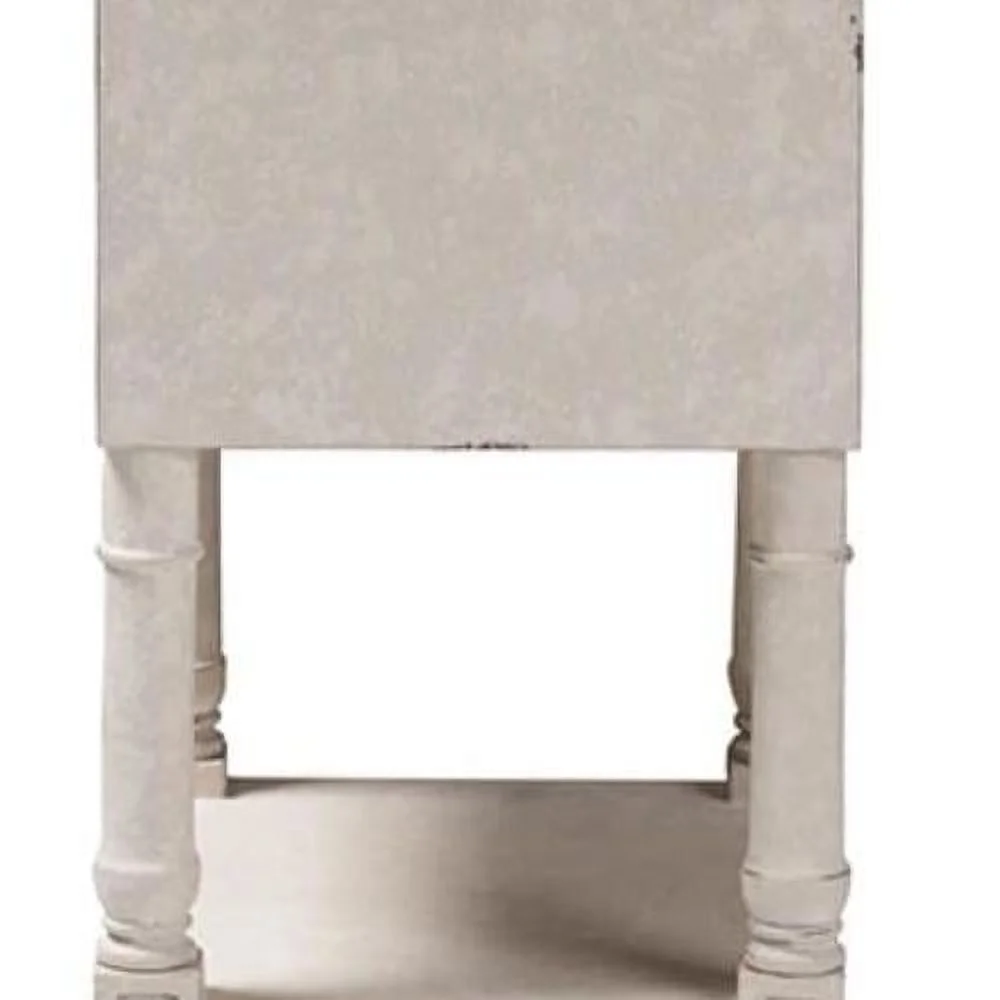 Lenore Country Cottage Farmhouse Whitewashed 2-Drawer Nightstand