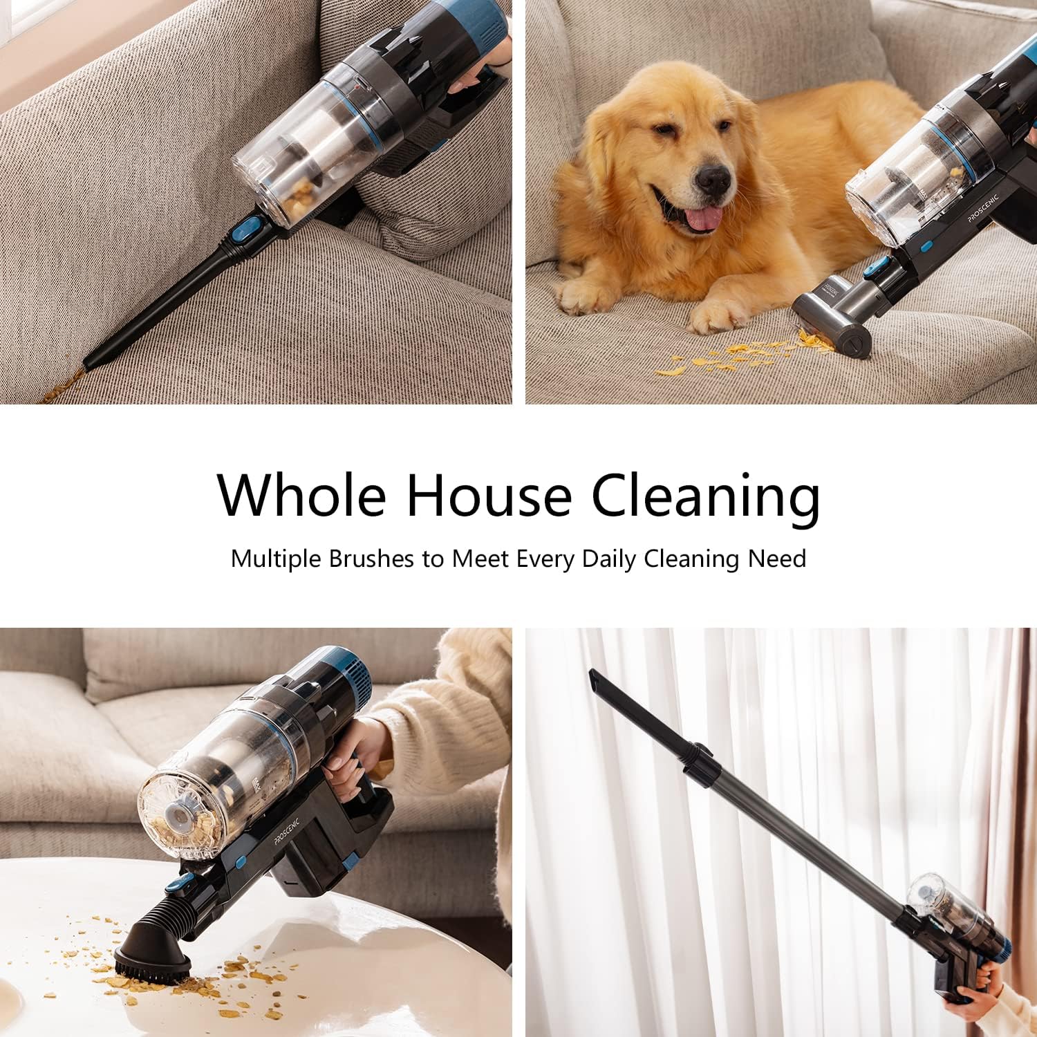 Proscenic P11 Smart Cordless Vacuum Cleaner, Up to 60mins Runtime, Handheld Vacuum with 30KPA Strong Suction Power, Smart App Integration, for Home
