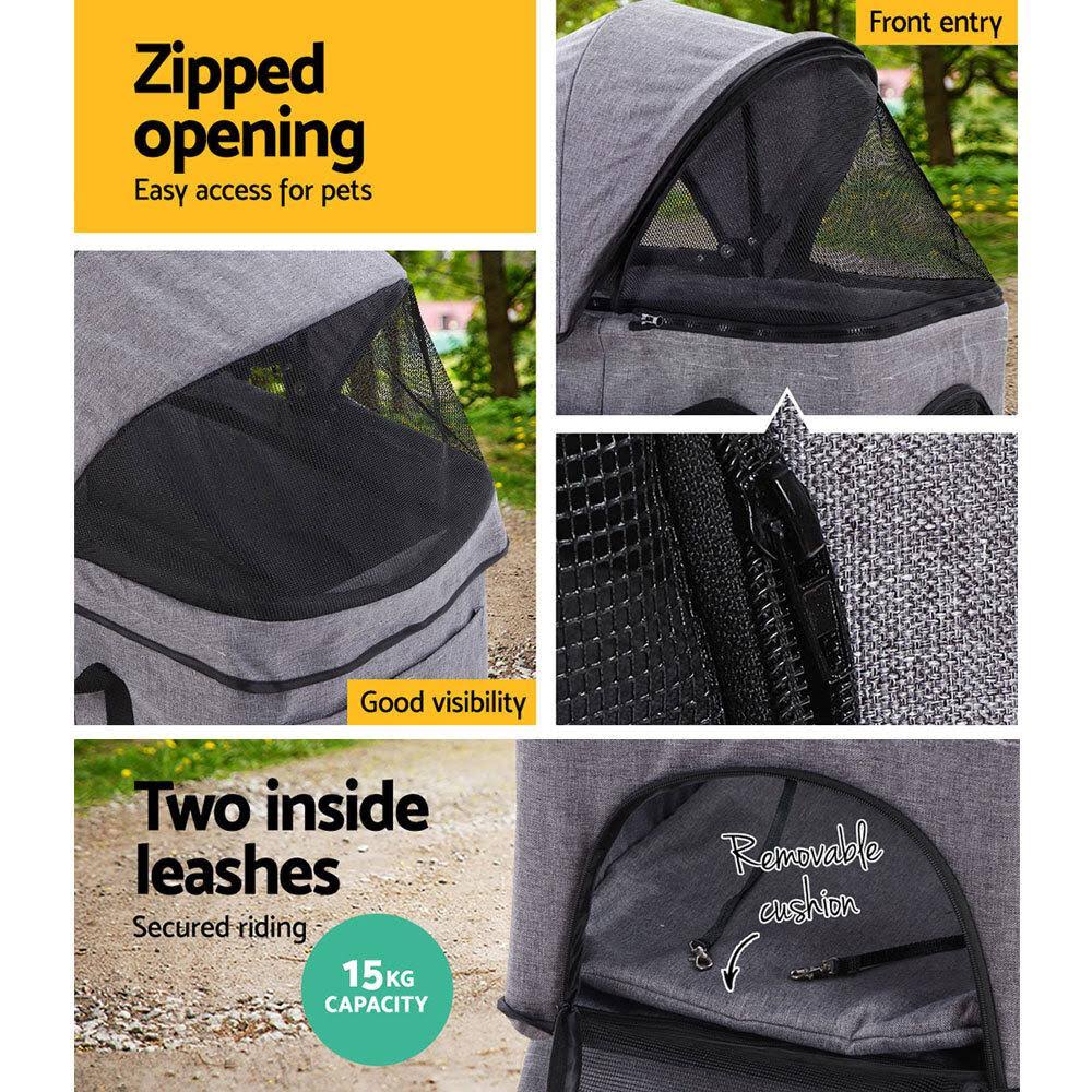 i.Pet Pet Stroller Dog Carrier Foldable Pram 3 in 1 Middle Size Black