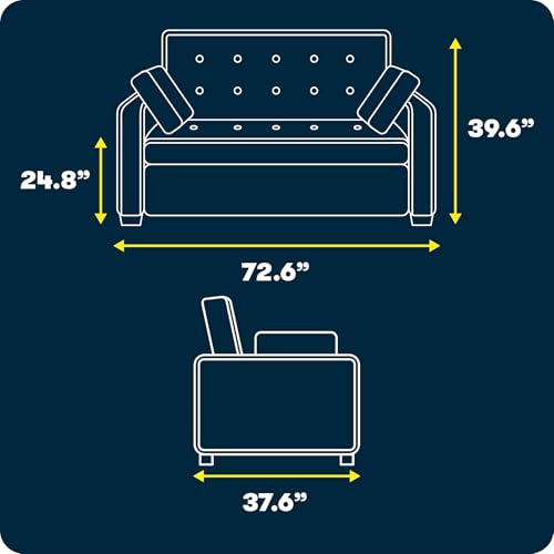 Serta Ainsley 72.6" Convertible Sleeper Sofa, Queen Size, Dreamcoil Comfort, Soft Velvet Fabric, Navy