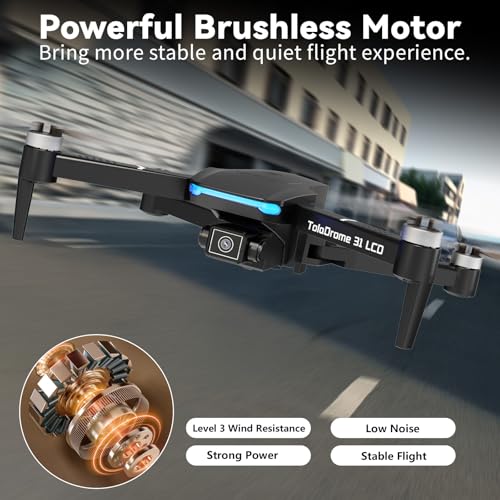 TD31LCD Drone with Camera for Adults, Drones with LCD Screen Remote Control, Real-time Transmission, Brushless Motor, Fine Tuning Function