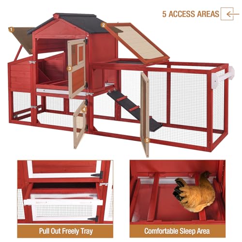 Chicken Coop Chicken House for Outdoor, Poultry Cage with Wheels Mobile Hen House and UV-Resistant Roof - Grey