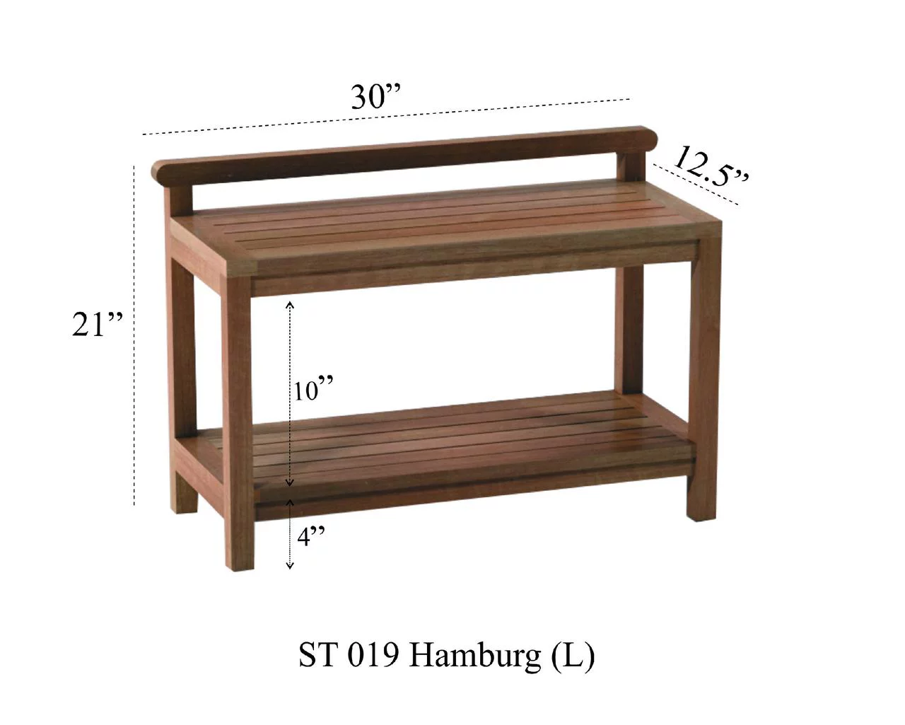 Grade-A Teak Wood Hamburg Shower Seat 30" Outdoor Patio Stool Bench