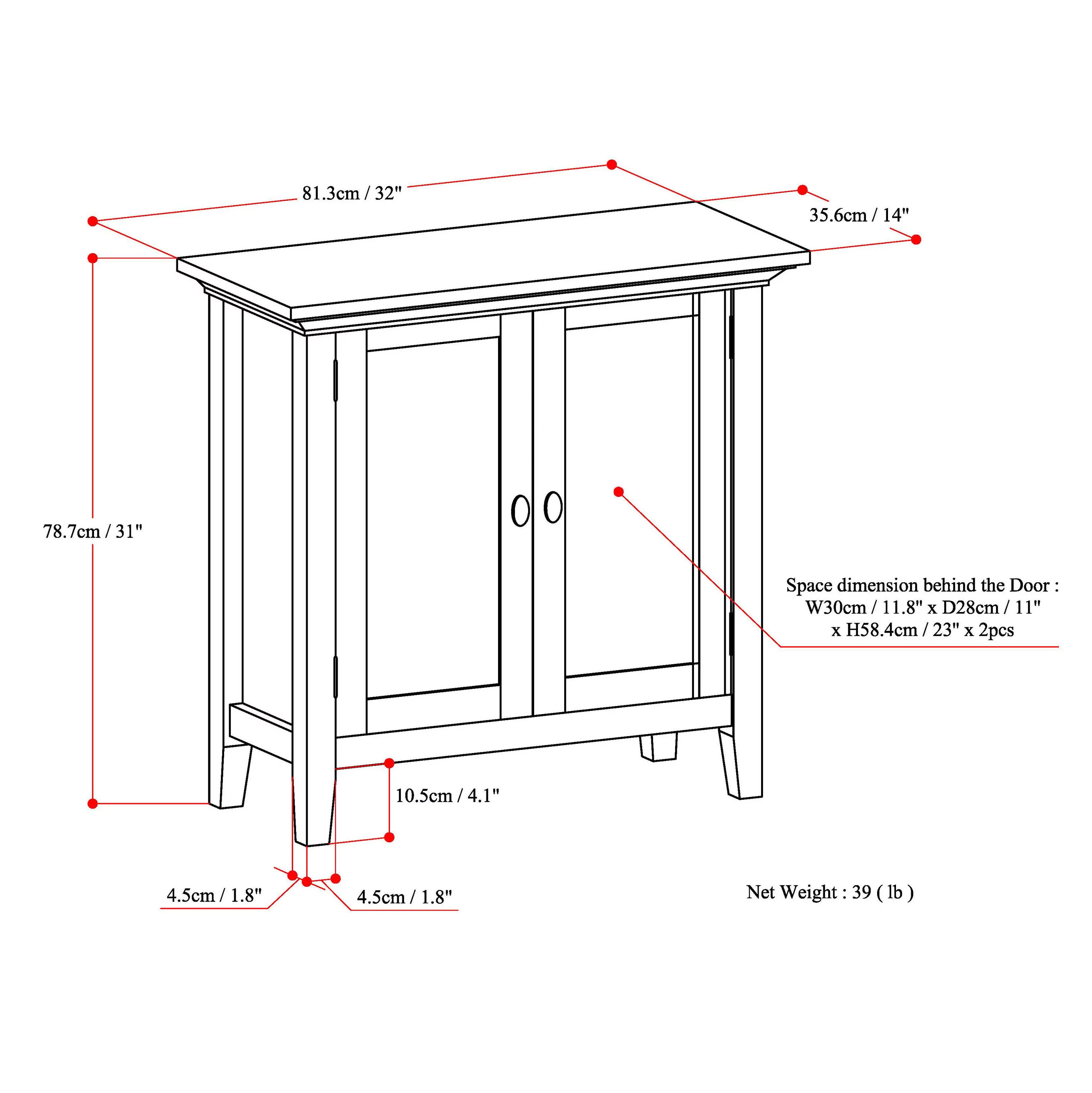 Redmond SOLID WOOD 32 inch Wide Transitional Low Storage Cabinet in Rustic Natural Aged Brown
