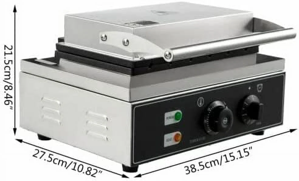 Miumaeov 110V Commercial Waffle Maker Machine Adjustable Stainless Steel Nonstick 10PCS Waffle Maker for Bread Shop