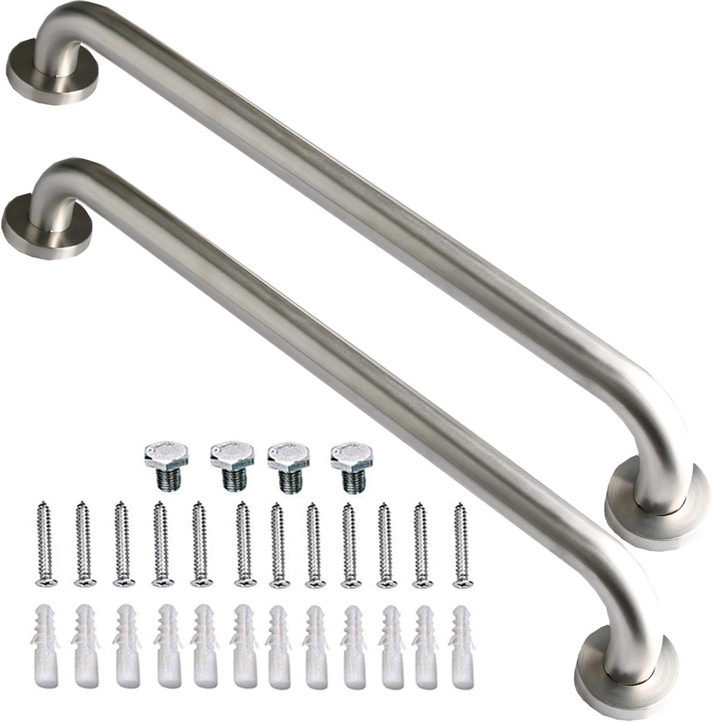 2 Pack 32 Inch Shower Grab Bar, ZUEXT SUS304 Stainless Steel Chrome Bathroom Grab Bar Handle, Shower Balance Bar, Safety Hand Rail Support