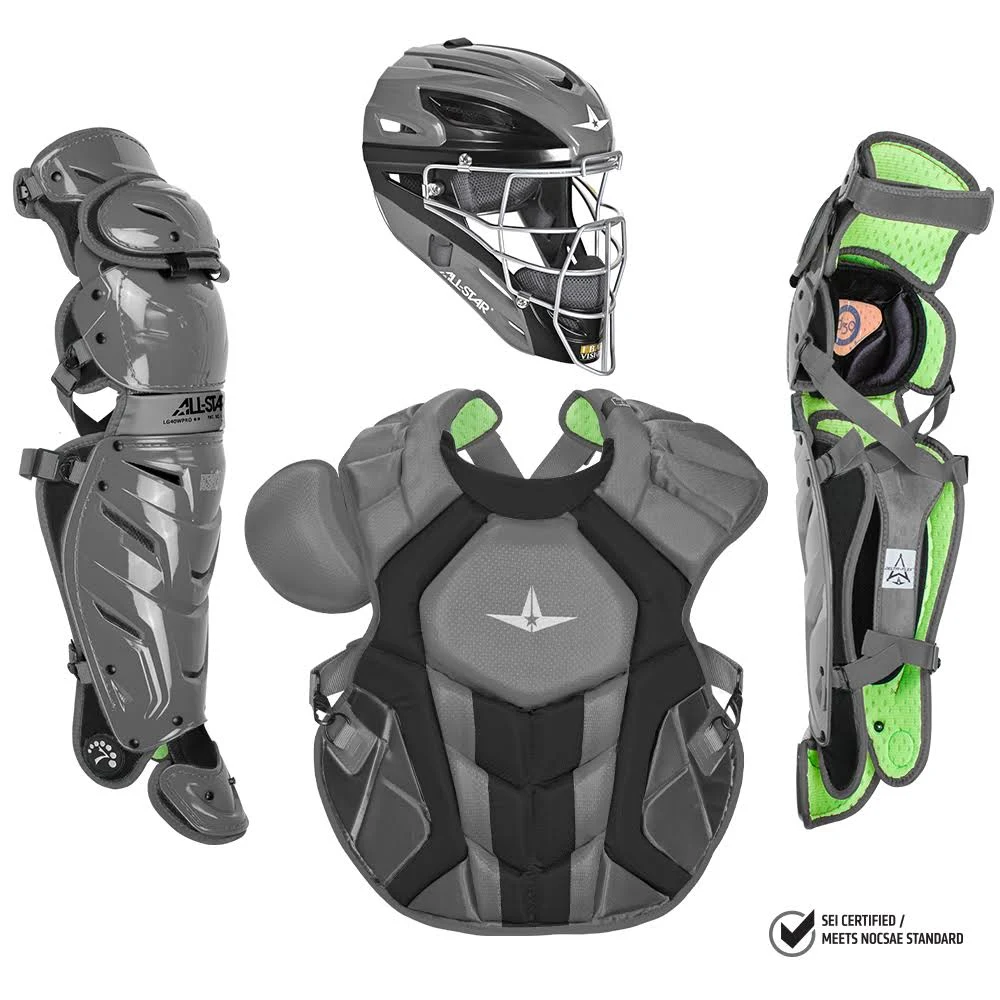 All-Star System7 Axis NOCSAE Adult Baseball Catcher&s Package - Purple