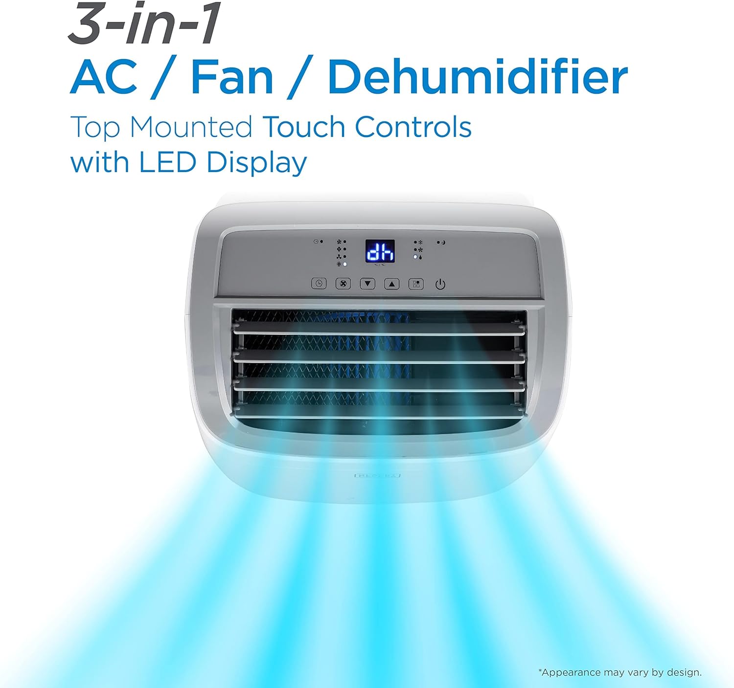 Portable Air Conditioner with 10000 BTU Cooling Power - Remote Control, 450 Sq. Ft Coverage, 3-in-1 Functions, Digital Display