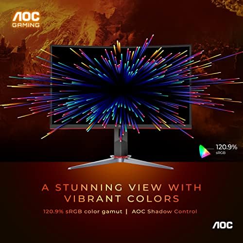 AOC C27G2Z 27" Curved Frameless Ultra-Fast Gaming Monitor, FHD 1080p, 0.5ms 240Hz, FreeSync, 2x HDMI 2.0, 1x Display Port, Height Adjustable