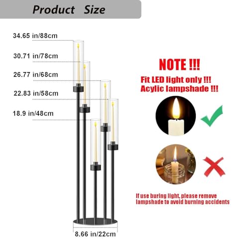 35inch 10pcs Black Candelabra Centerpieces for Tables 5 Arms Wedding centerpieces for Decorations