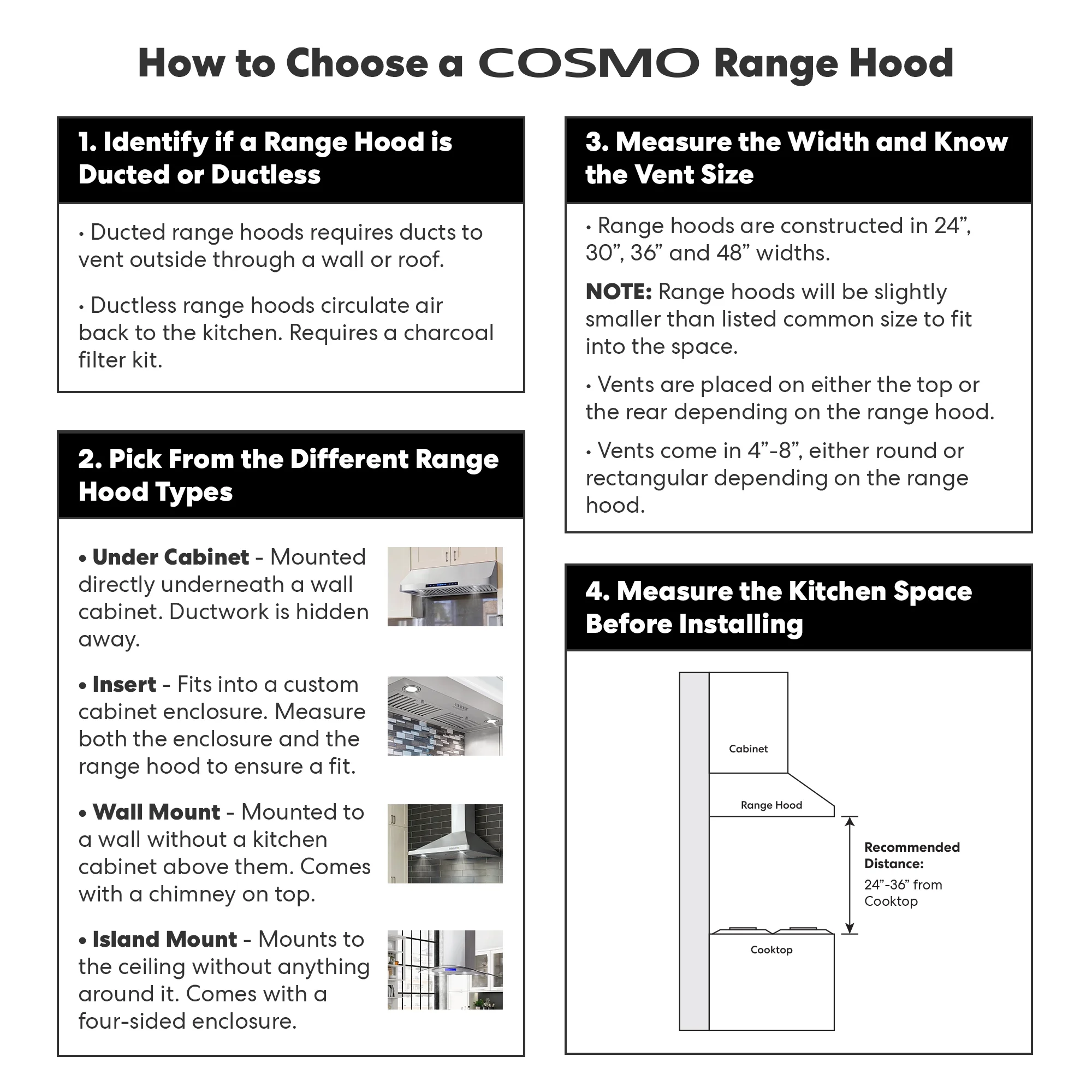 Cosmo 36 in. Ducted Island Range Hood in Stainless Steel with LED Lighting and Permanent Filters