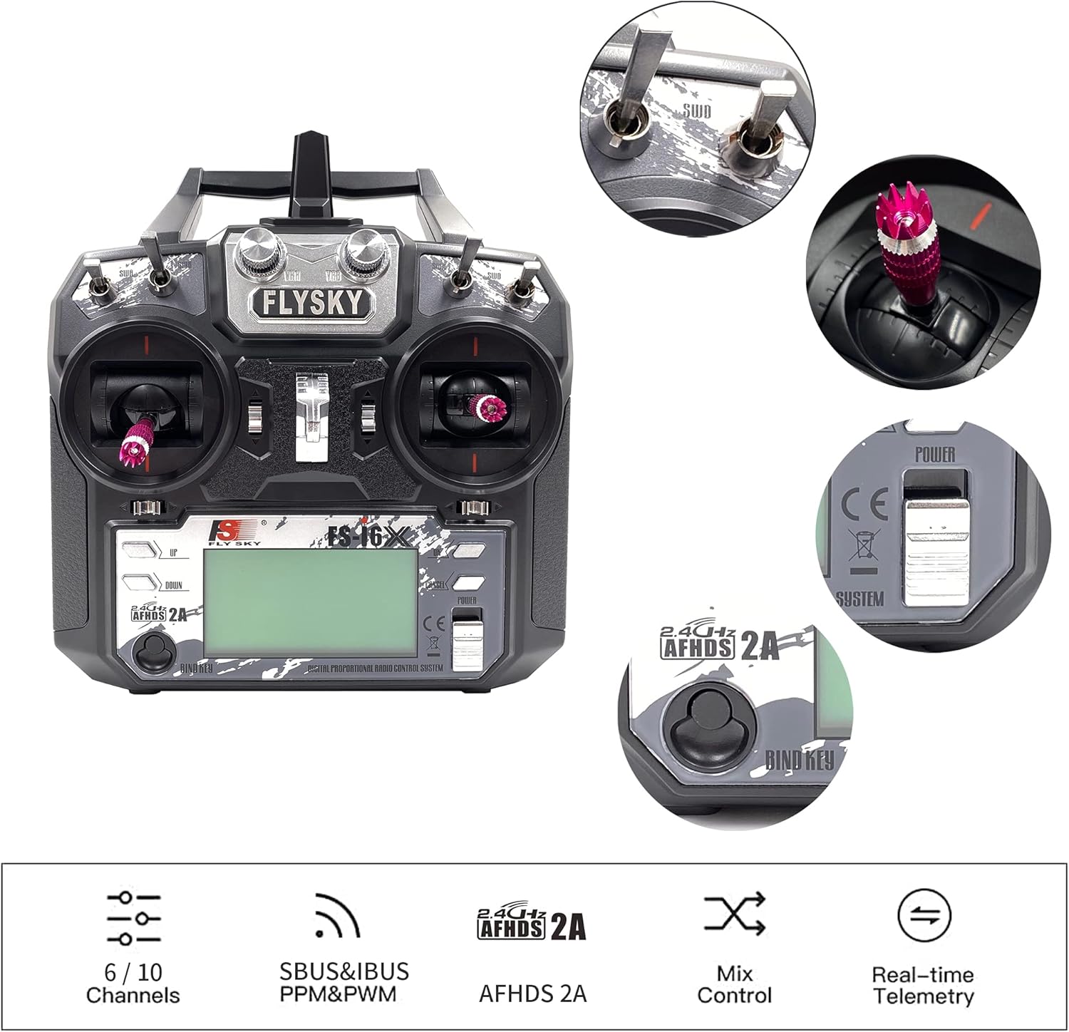 FLYSKY FS-i6X 10CH 2.4GHz RC Transmitter Controller/W iA10B Receiver Upgrade Cable for RC Helicopter Plane Quadcopter Glider