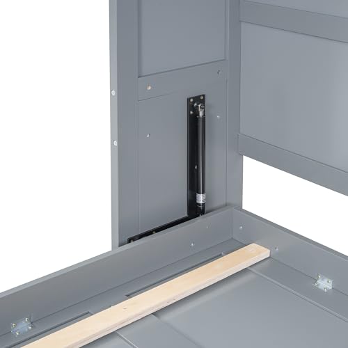 Harper & Bright Designs Full Size Murphy Bed Wall Bed with Storage Cabinets, Space-Saving for Multipurpose Guest Room Bedroom or Home Office, Gray