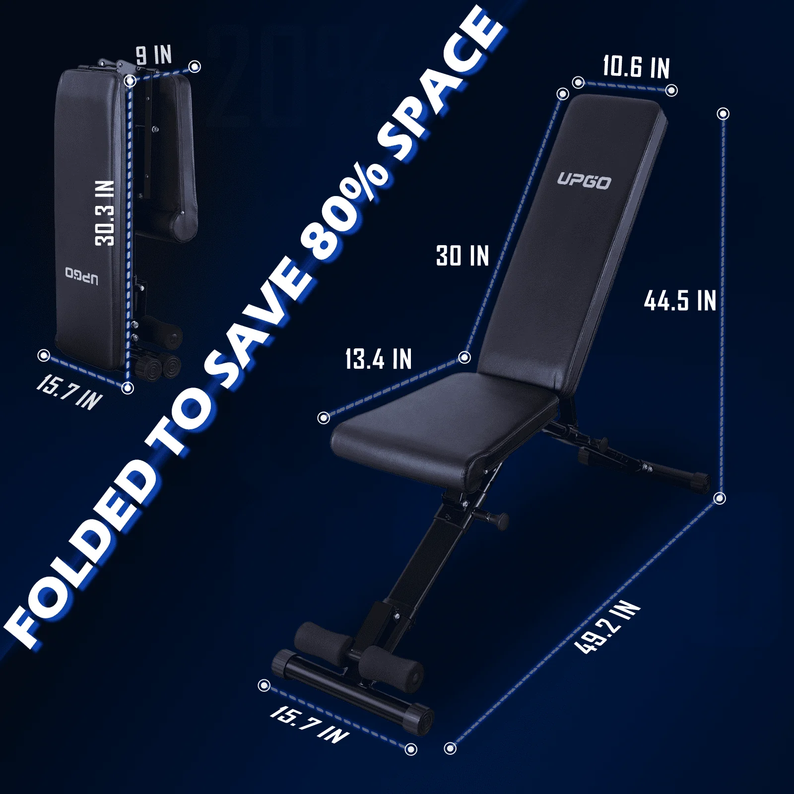 UPGO Adjustable Weight Bench with 660lbs Weight Capacity Foldable Workout Bench for Adult Up to 5.9' Gym Bench for Home