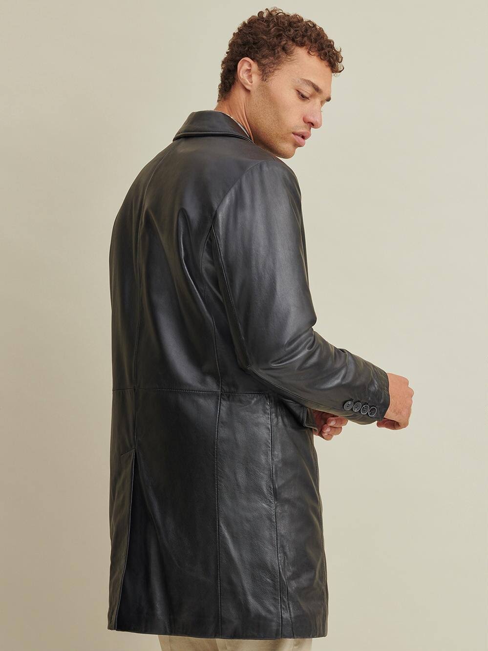 Wilsons Leather Men&s Carter Leather Topper Coat in Black Size Medium