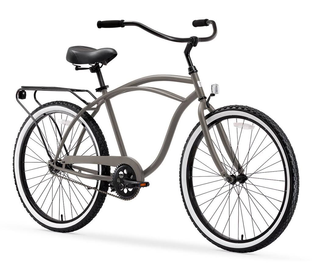Sixthreezero Around The Block Men&s 26x22 Single Speed Cruiser Bicycle, Matte Grey