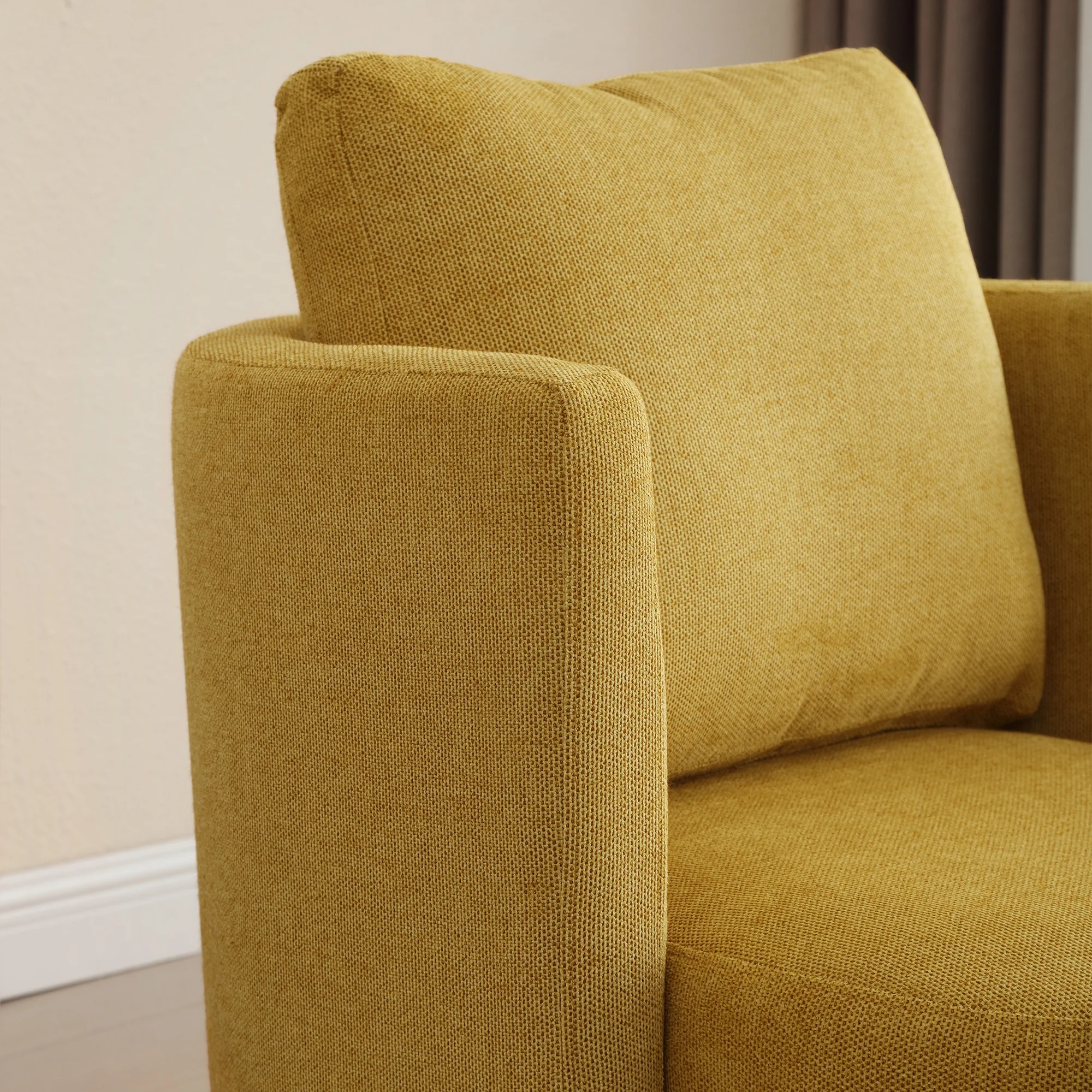 30.7" Wide Accent Chair with Ottoman Armchair Upholstered Reading Chair Single Sofa with Wooden Leg and Throw Pillow for Living Room Bedroom Dorm