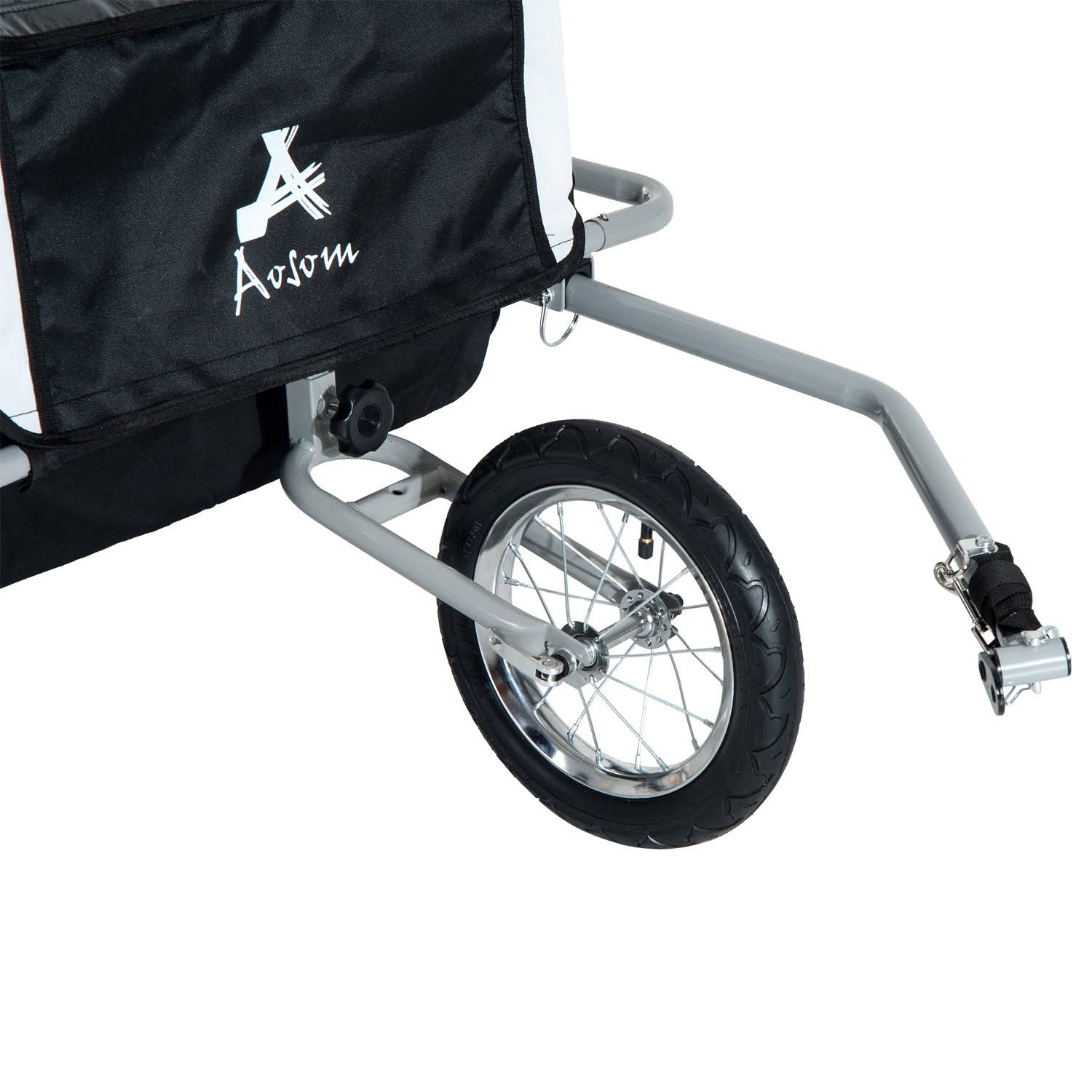 Aosom 2in1 Double Child Baby Bike Trailer and Stroller - Black