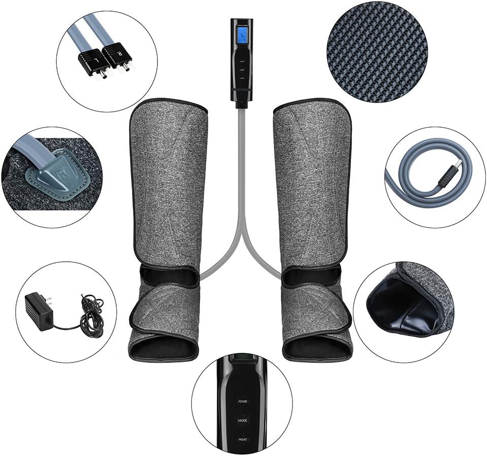 Leg Massager for Circulation with Heat Foot and Calf Massage Machine with LCD Handheld Controller Adjustable Wraps Design for Most Size