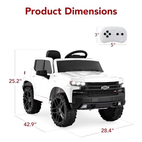 Best Choice Products 12V Licensed Chevrolet Silverado Ride On Truck, Electric Car Toy w/Parent Remote Control, Truck Bed Storage, Bluetooth Speaker