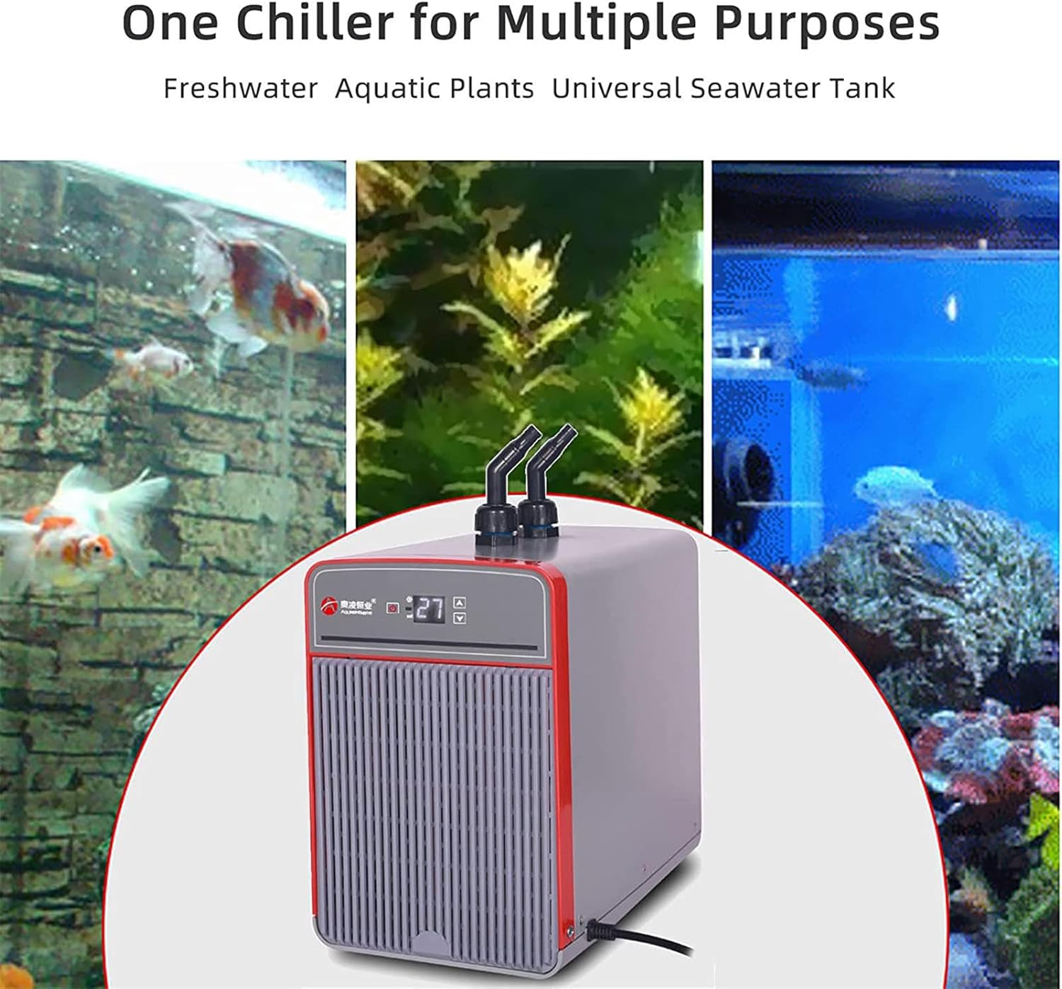 150W Aquarium Chiller, 160L Water Chillers, Hydroponic Cooler Fish Tank Cooling System for Axolotl Coral Reef Shrimp Freshwater Saltwater Plant