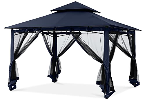 MASTERCANOPY Outdoor Garden Gazebo for Patios with Stable Steel Frame and Netting Walls (11x11,Dark Gray)