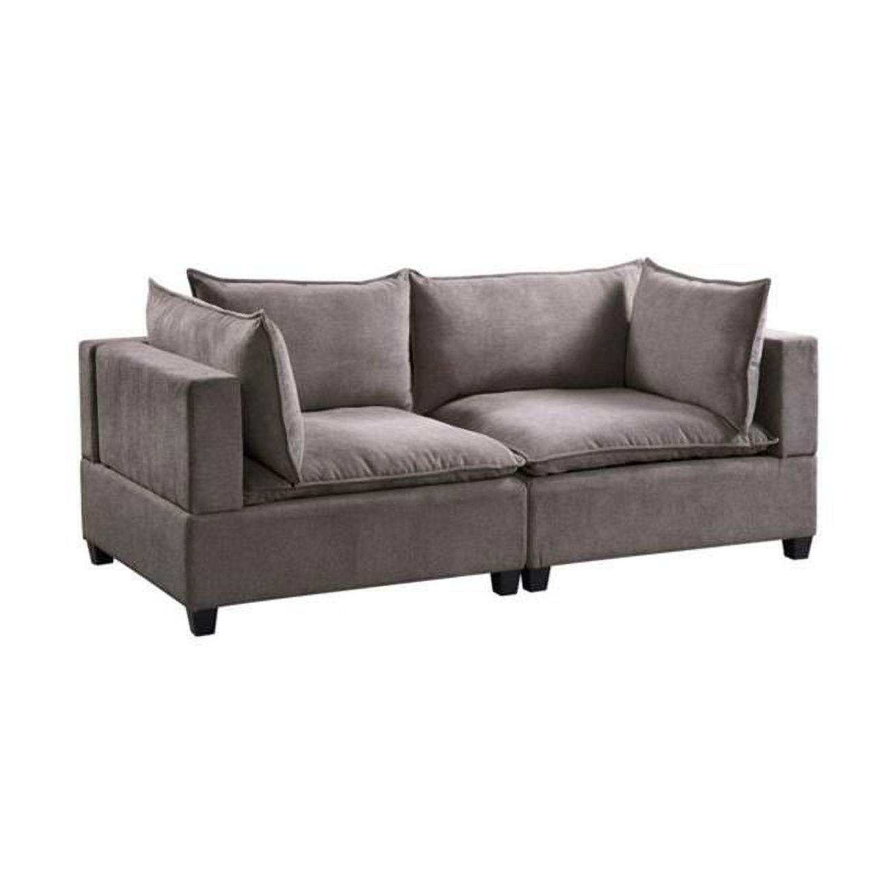 84 in. Amato Loveseat with Padded Seats, Wood Frame, Gray