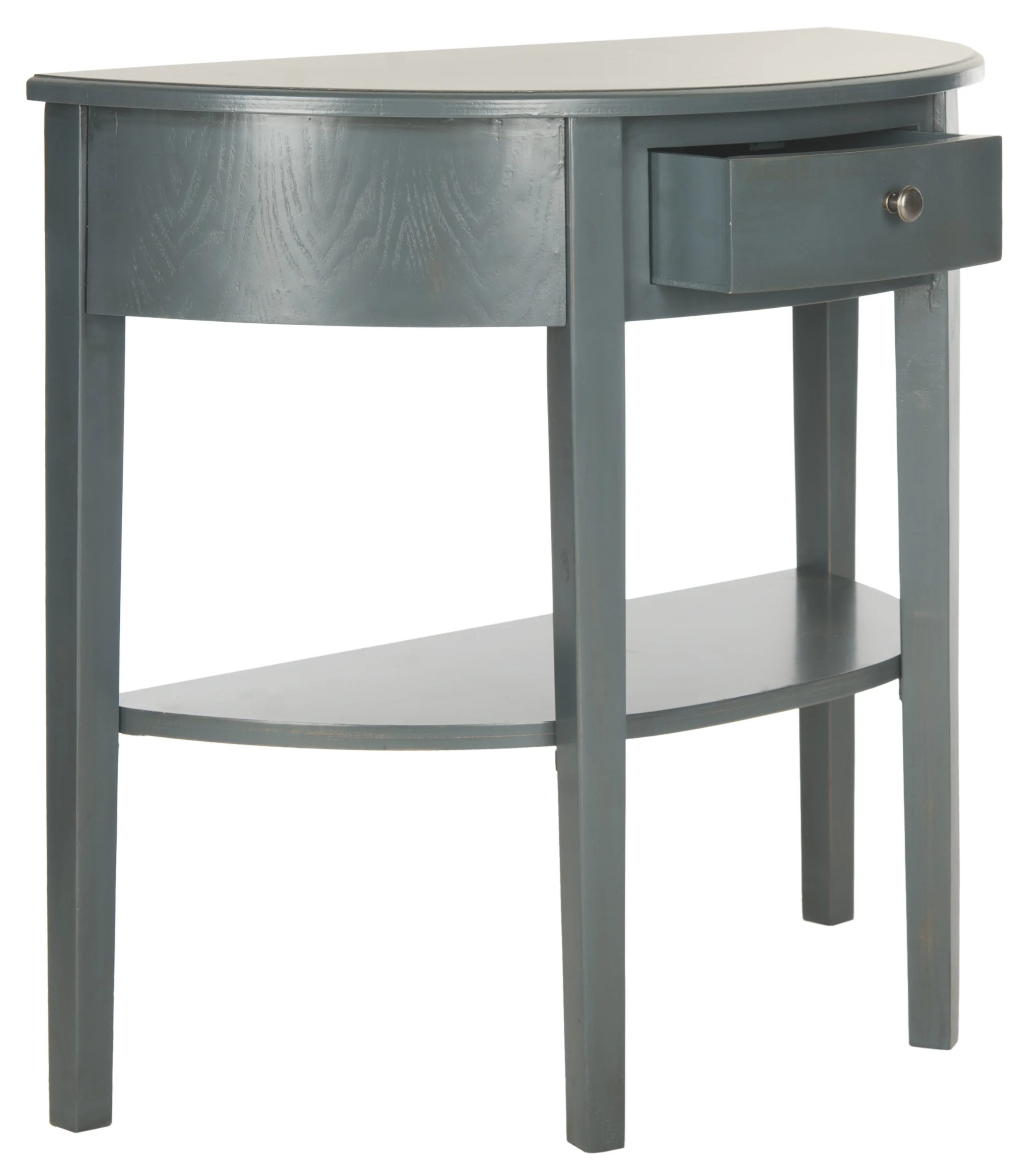 SAFAVIEH Abram Solid Country Demilune Console with Storage Drawer, Steel Teal