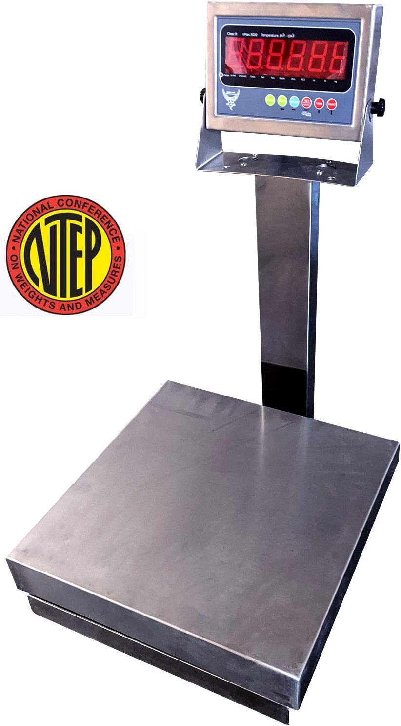 PEC Scales Recycling 304 Stainless Steel Bench Scale/Shipping Scale, NTEP Legal for Trade (18 x 18)