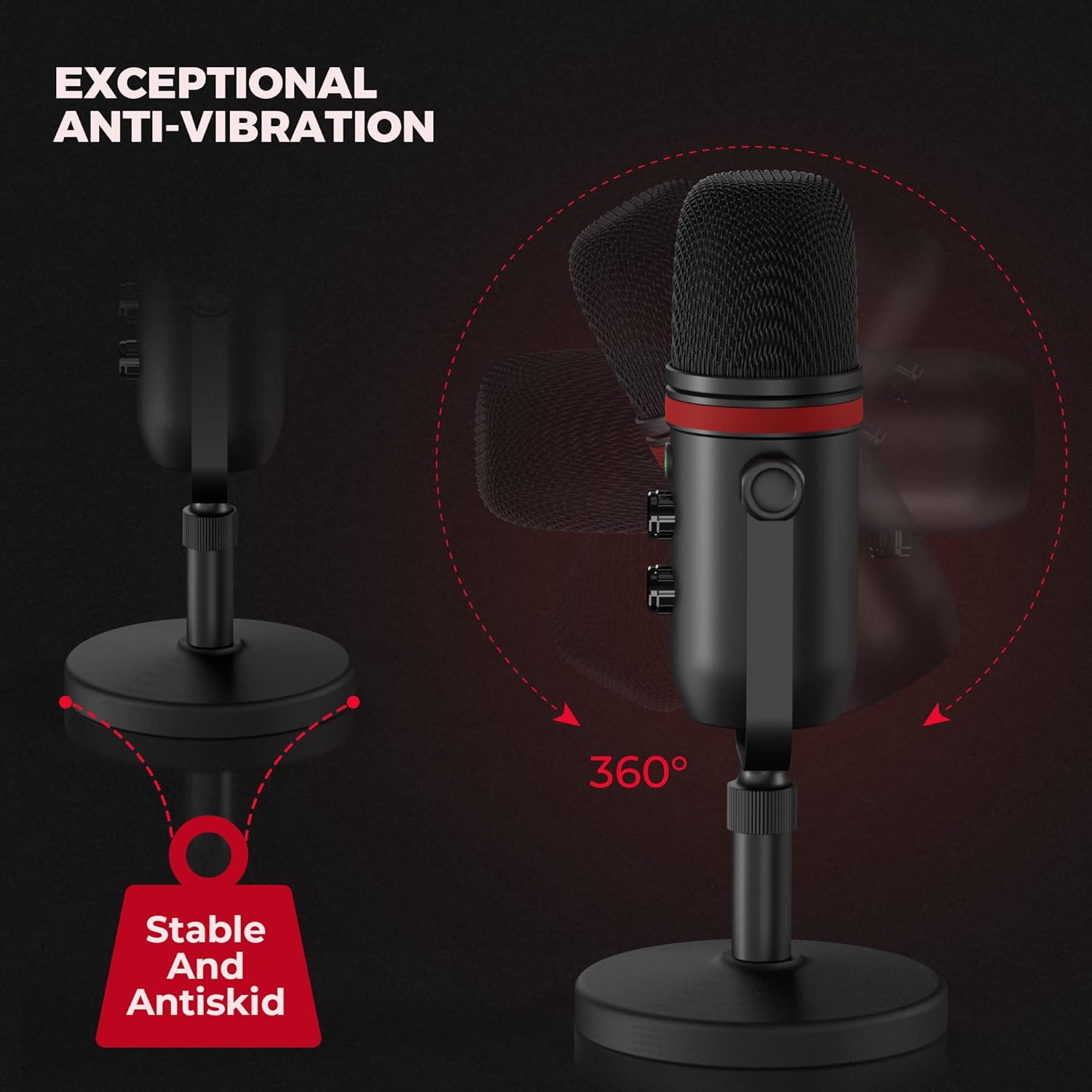 USB Microphone - AUDIOPRO Computer Condenser Gaming Mic for PC/Laptop/Phone/PS4/5, Headphone Output, Volume Control, USB Type C Plug and Play