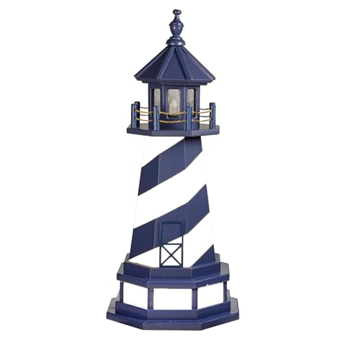 Cape Hatteras, NC Solar Lighthouse with LED Dusk to Dawn Lights, Outdoor Statues for Garden, Solar Lights Outdoor Waterproof Patio Decor