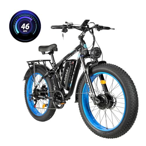 TUTTIO Electric-Bike for Adults-Men, Dual-Motor-Ebike 40-46MPH-Hunting-Ebike, 52V 30AH Long Range Dirtbike, 26" Fat-Tire-Electric-Bicycle