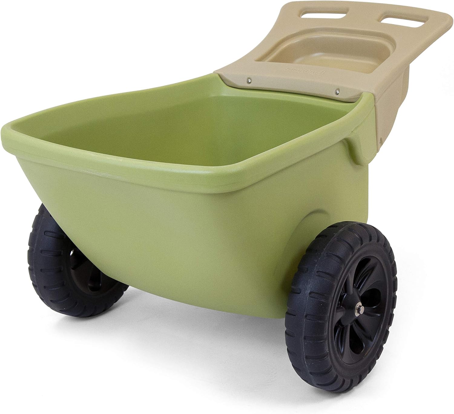 Simplay3 Easy Haul Plastic Wheelbarrow w/Garden Tool Storage Tray, 4 Cubic ft. Capacity, 2 Wheels - Green