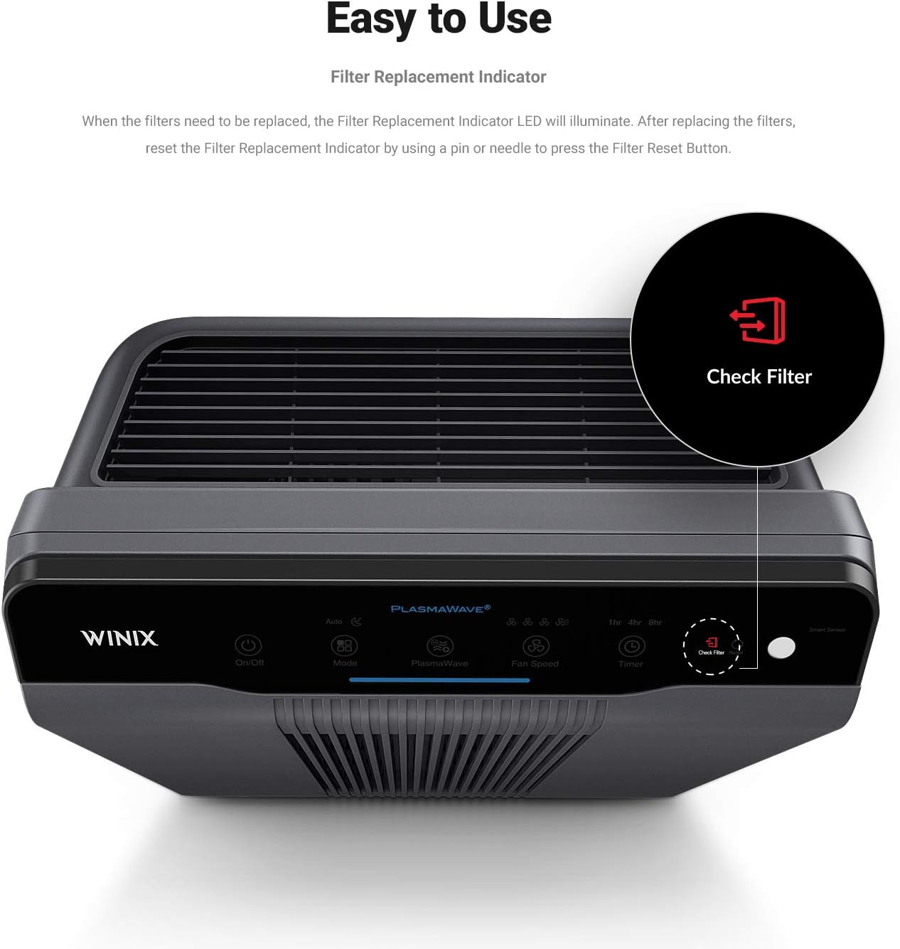 Winix 5300-2 Air Purifier with True HEPA, PlasmaWave and Odor Reducing Carbon Filter,Gray