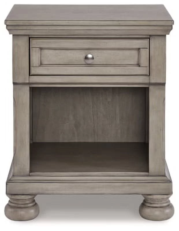Signature Design by Ashley Lettner Modern Traditional 1 Drawer Nightstand, Light Gray